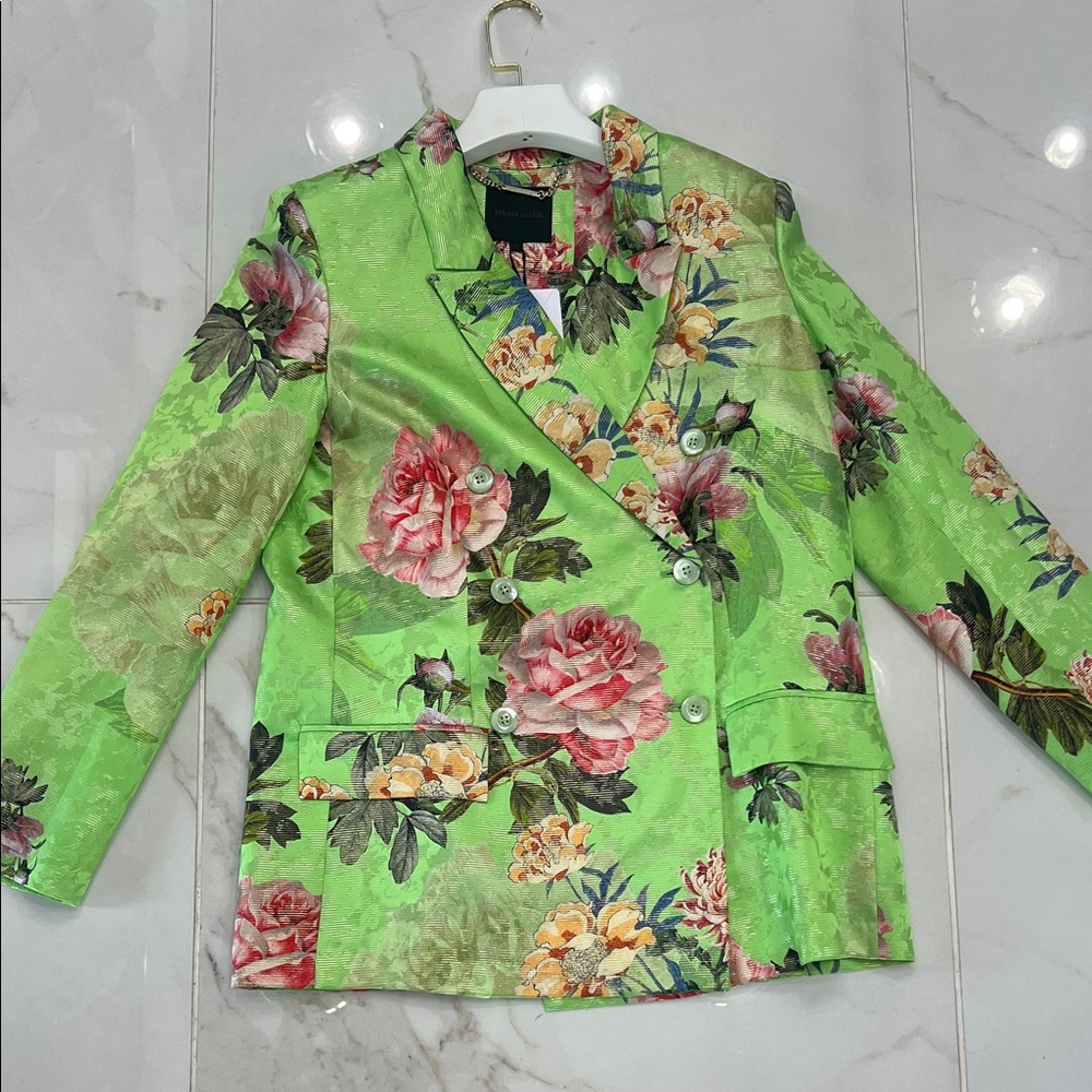 Elegant Floral Double-Breasted Blazer